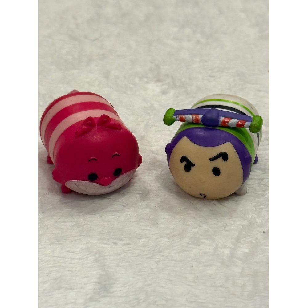Disney Tsum Tsum Buzz Lightyear & Cheshire Cat Vinyl Figures Jakks Pacific Lot 2